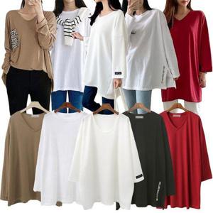 [아이우먼]빅사이즈롱티셔츠 여성오버핏티셔츠 여성긴팔롱티셔츠