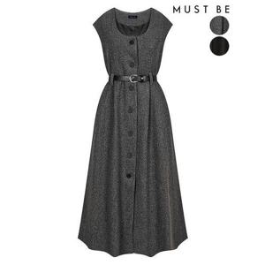 [머스트비]여성 벨트세트 슬리브리스 롱 원피스