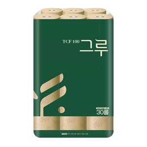 [건강한~안심무표백]그루 화장지 3겹/30M/30롤-100%순수천연펄프/무형광/무표백