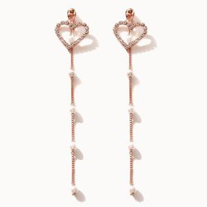 제이로렌 0M02361 롱진주 드롭 하트귀걸이