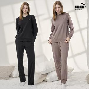 [방송에서만 초특가][푸마] 여성 기능성 촉촉 기모셋업 2세트(블랙+베이지)