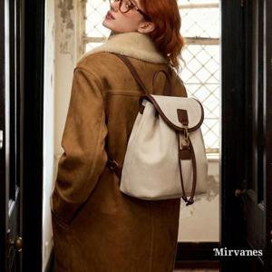 미르바네스 클래식 캔버스 가죽 콤비 백팩 1576