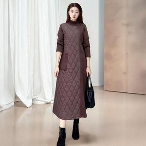 (55~88)하프넥누빔 퀼팅원피스 캐주얼원피스 니트원피스 엄마옷 기모원피스 하객룩