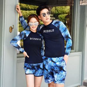 버블 래쉬가드 팜블루+주노팬츠 팜블루 상+하 세트