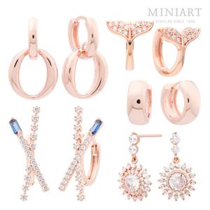 14K  골드필드 핀 로즈골드 일자침/원터치 링 귀걸이