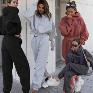 [시스터즈] 여성 크롭 후드 트레이닝복 세트 안감기모