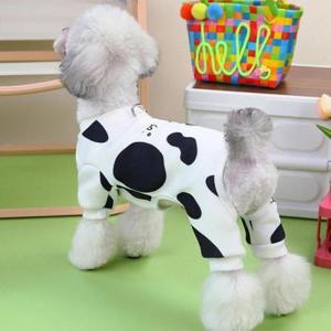 [BZJL7NN1_4C]애견의류 젖소 기모 하네스 강아지겨울옷