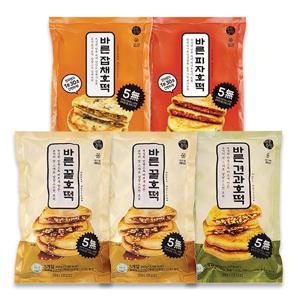 [바른호떡](총25개입)추억의 옛날 호떡 BEST 구성 5개 세트(꿀호떡 2봉 + 견과호떡  1봉 + 잡채호떡 1봉 + 피자호떡 1봉)