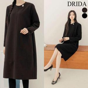 [드리다]여자 겨울 사방스판 기모 빅사이즈 모던 정장 원피스 40-50대 중년여성 하객 상견례 출근 선물 ..
