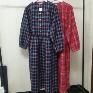[다잇템]여자 잠옷 격자 실내복 겸용 원피스