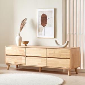 (착불) 앨리스 2단 서랍 고무나무 원목 거실장 1500 수납 tv다이 거실 티비 장식장