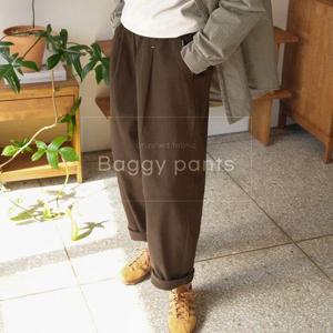 [하늘바라기]포그니 핀턱 기모 밴딩 배기팬츠