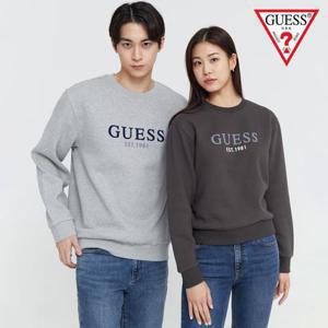 [게스][게스] 남성 유니 기모쭈리 로고 프린트 맨투맨 NN4K0262