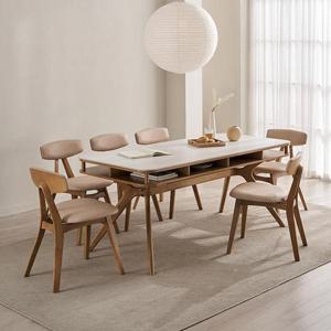 [삼익가구]코비오 포세린 세라믹 6인용 수납형 원목 1800 식탁세트(의자6)