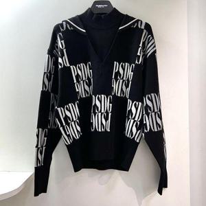 [파사디골프]로고프린트 세일러카라 반목 니트 블랙 여성 P24FKP317M