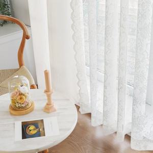 까르데코 플린 솔리드 면 가림막+로코코 레이스 커튼4장