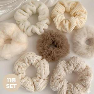 엔비 윈터헤어11종 세트 퍼 니트 보송 헤어밴드 머리끈