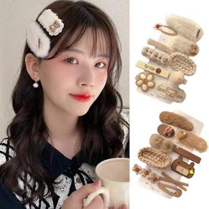 엔비 헤어핀 20종세트 여성용 윈터 베어 니트 보송 머리 악세사리