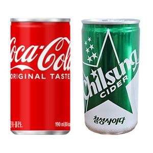 코카콜라 190mlX30캔 + 칠성사이다 190ml x 30캔(총60캔)  소캔 음료 음료수 탄산음료