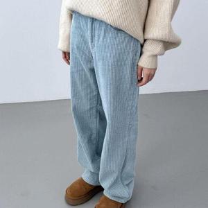 [브이와이]여자 하늘색 엷은 일자와이드 면바지