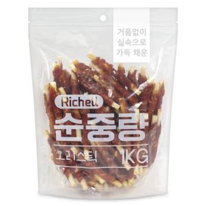 리첼 순중량 강아지간식 1kg, 오리스틱 1kg, 1개