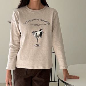 드리다 여성 겨울 펭귄 후라이스 피치 겉기모 흰 화이트 빅사이즈 면 긴팔 티셔츠 40-50대 미시 중년여성