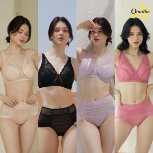 [오모떼]빅사이즈 ABCDE컵 경량 에어몰드 브라팬티 8종세트(베이지+블랙+퍼플+핑크)
