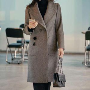 [드리다]엄마옷  겨울 A라인 빅사이즈 모직 울 롱 코트 40-50대 중년 여성 하객 상견례 오피스 모임 선물