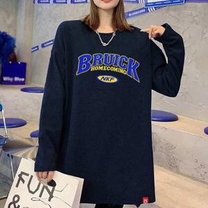 무료배송 BRUICK 여성 오버핏 기모 롱 티셔츠 맨투맨 티셔츠 옆트임 루즈핏 박시 빅사이즈 롱티