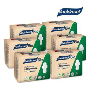 VUOKKOSET 뷰코셋 생리대 유기농 생분해 롱윙 6팩
