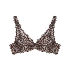 [원더브라]여성 레오파드 노와이어 퍼펙트볼륨 브라_다크브라운