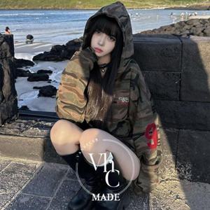 [반해써]나인 카모 밀리터리 오버핏 후드 집업 T_YW1374