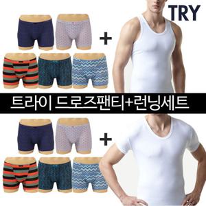 [트라이] 남성 드로즈+민소매런닝 10종세트/ 팬티+반팔런닝 9종세트