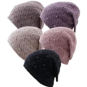 [나비드원]큐빅 두건 니트비니 엄마 중년 여성 할머니 겨울 보온모자/CL-B252