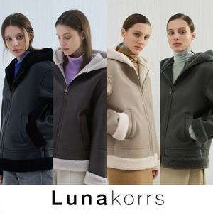 [★기획특가★][루나코어스] 25FW 호주산 양모 100% FAUX 레더 후드 무스탕