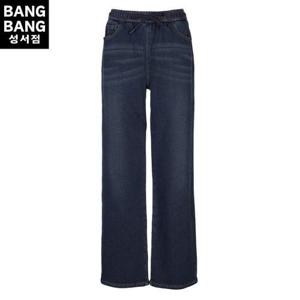 뱅뱅 HC04 겨울여성 밴딩 루즈핏 본딩기모청바지 스판 허리끈 통넓은 와이