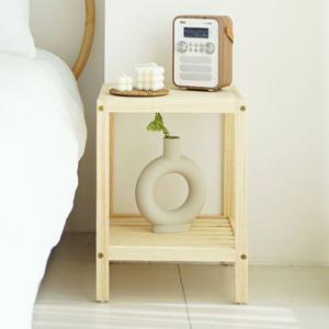 2단 내츄럴 원목 침대 협탁 사이드 테이블 1개