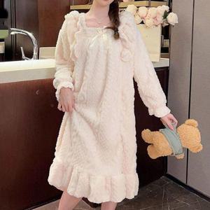 극세사 프릴 원피스 홈웨어 공주 잠옷 여성 실내복 (WFFXTO3)