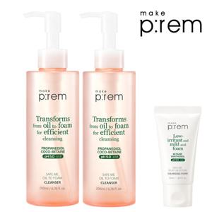 [10%할인+10%적립] 메이크프렘 세이프 미 모이스처 오일 투 폼 클렌저 200ml 2개 (+랜덤)클렌징폼50ml