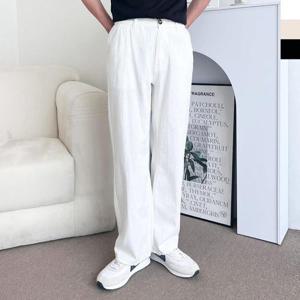 빅사이즈 남자 뒷 밴딩 통넓은 면바지 여름 캐쥬얼 (WEC76CC)