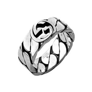 구찌 인터로킹 에나멜 체인 반지 661515 J8400 0728 8mm 실버