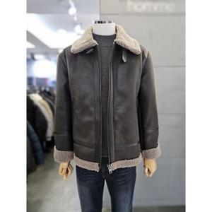 바쏘옴므 세이브존03 바쏘옴므 남자 다크브라운 양가죽 배색 무스탕 점퍼 W