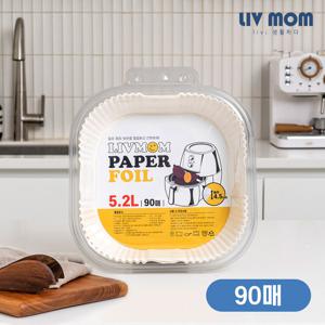 [5.2L/90매]리브맘 에어프라이어 사각/원형 접시형 종이호일 20 x 4.5cm 90매