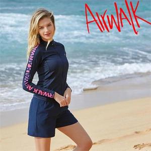 [에어워크]서프 여성래쉬가드세트 집업+보드숏 YAWe5248_NV+YAWe5119_NV/레쉬가드,래시가드,수영복,비치..