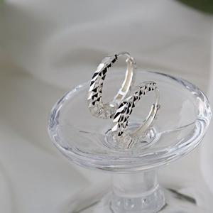 [메리그린] 925 SILVER 실버 블리 컷팅 링 귀걸이