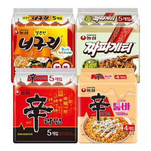 농심 봉지라면 혼합 19봉 (신라면5+신라면툼바4+너구리5+짜파게티5)
