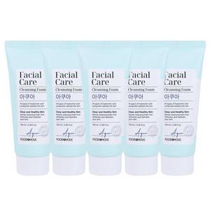 (5개)푸드어홀릭 페이셜 케어 클렌징폼 아쿠아 100ml /약알칼리성 히알루론 수분촉촉 클렌저