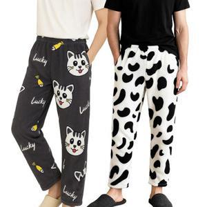 남성용 1+1 부드러운 밍크 수면바지 주머니 잠옷 2p