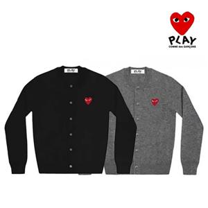 꼼데가르송 라운드넥 레드와펜 여성용 가디건