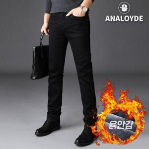 [아날로이드]남성 빅사이즈 데님팬츠 융본딩 스판 기모 블랙진 남자 청바지_MP05